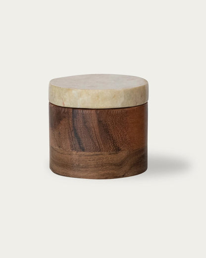 Synnove Wood Container with Marble Lid