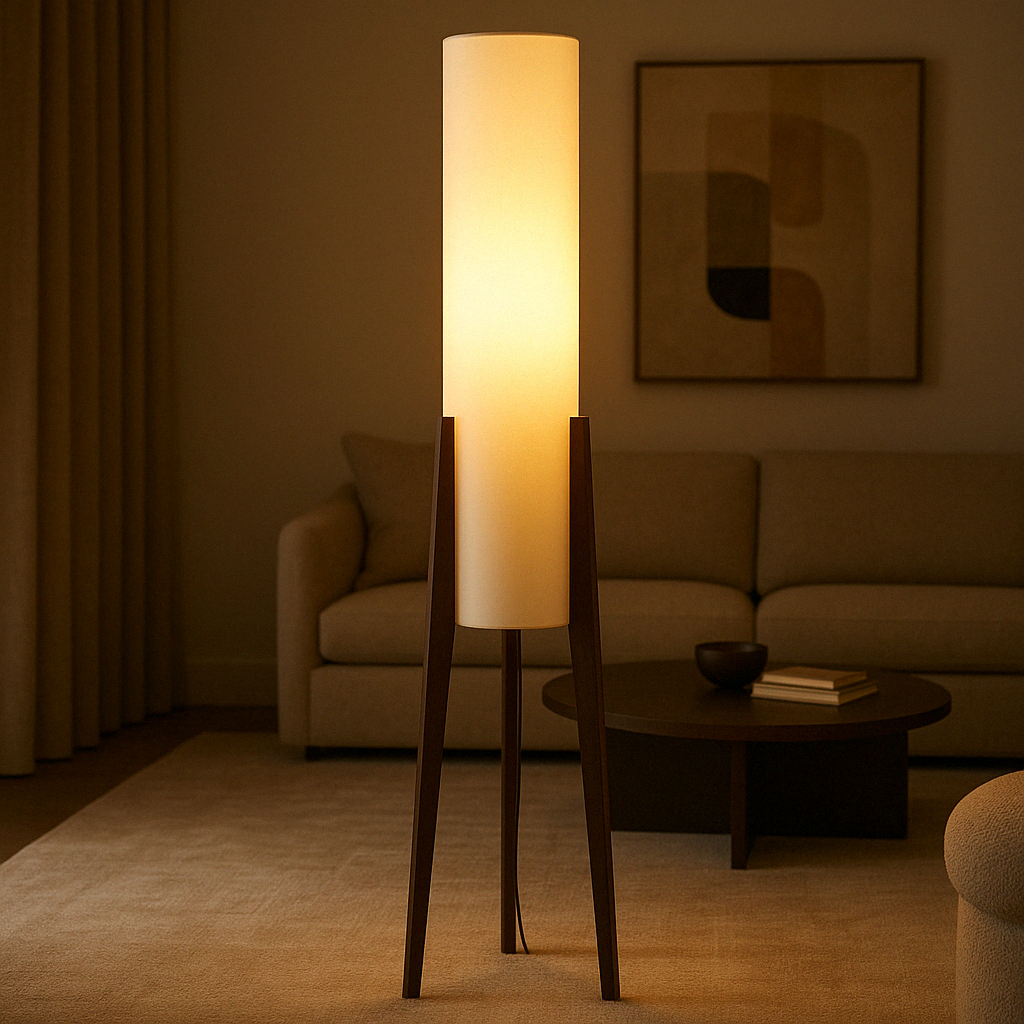 Lampa podłogowa z litego orzecha stoleowego - elegancki dodatek do Twojego wnętrza
