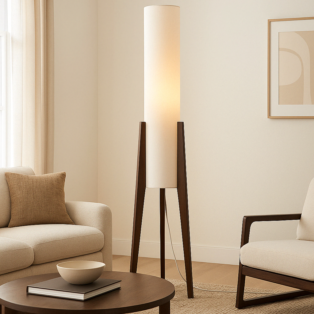 Lampa podłogowa z litego orzecha stoleowego - elegancki dodatek do Twojego wnętrza