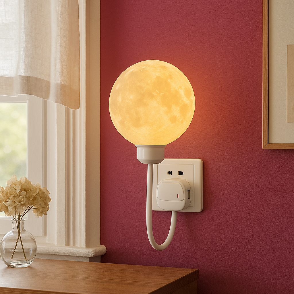 Lámpara de Pared con Luna de encendido y apagado Plug-in