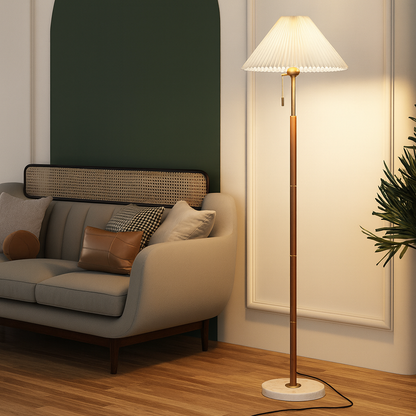 Yrus Vintage Holzfußbodenlampe – Eleganter Retro-Akzent für Ihr Zuhause